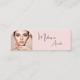 Blush Roze Zwarte Script Foto Make-up Mini Visitekaartje