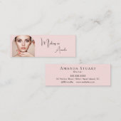 Blush Roze Zwarte Script Foto Make-up Mini Visitekaartje (Voorkant / Achterkant)