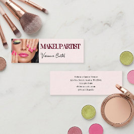 Blush Roze Zwarte Script Foto Make-up Mini Visitekaartje