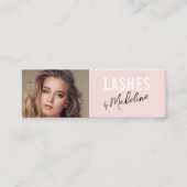 Blush Roze Zwarte Script Foto Make-up Mini Visitekaartje (Voorkant)
