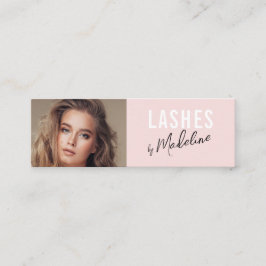 Blush Roze Zwarte Script Foto Make-up Mini Visitekaartje
