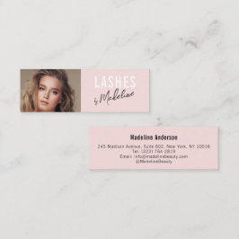 Blush Roze Zwarte Script Foto Make-up Mini Visitekaartje