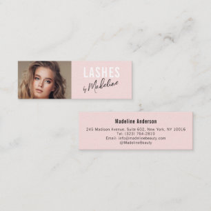 Blush Roze Zwarte Script Foto Make-up Mini Visitekaartje
