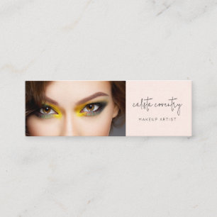 Blush Roze Zwarte Script Foto Make-up Mini Visitekaartje