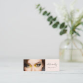 Blush Roze Zwarte Script Foto Make-up Mini Visitekaartje (Staand voorkant)