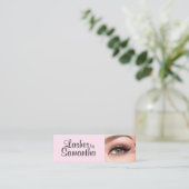 Blush Roze Zwarte Script Foto Make-up Mini Visitekaartje (Staand voorkant)