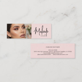 Blush Roze Zwarte Script Foto Make-up Mini Visitekaartje