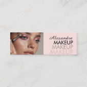 Blush Roze Zwarte Script Foto Make-up Mini Visitekaartje (Voorkant)