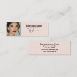 Blush Roze Zwarte Script Foto Make-up Mini Visitekaartje
