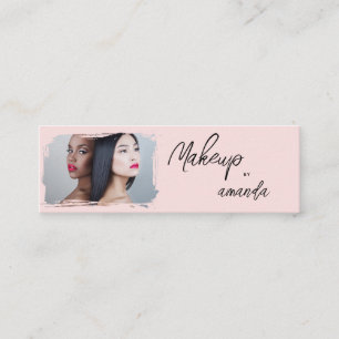 Blush Roze Zwarte Script Foto Make-up Mini Visitekaartje