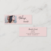 Blush Roze Zwarte Script Foto Make-up Mini Visitekaartje (Voorkant / Achterkant)