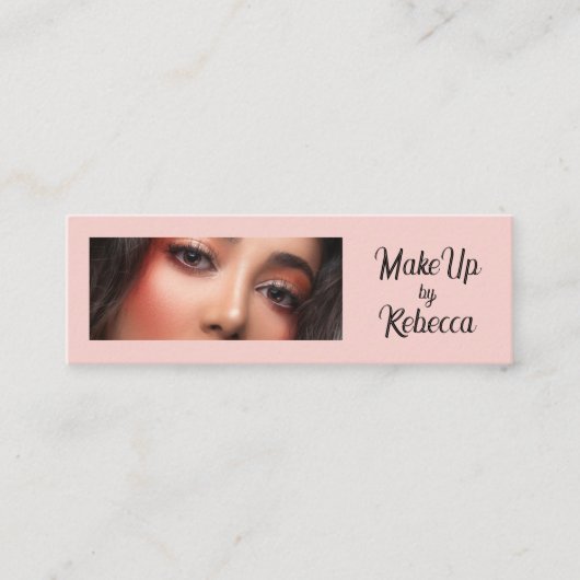 Blush Roze Zwarte Script Foto Make-up Mini Visitekaartje (Voorkant)