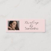 Blush Roze Zwarte Script Foto Make-up Mini Visitekaartje (Voorkant)
