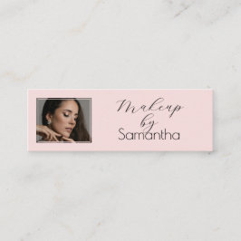 Blush Roze Zwarte Script Foto Make-up Mini Visitekaartje