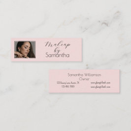 Blush Roze Zwarte Script Foto Make-up Mini Visitekaartje