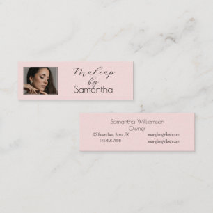 Blush Roze Zwarte Script Foto Make-up Mini Visitekaartje