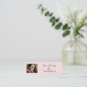 Blush Roze Zwarte Script Foto Make-up Mini Visitekaartje (Staand voorkant)