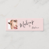 Blush Roze Zwarte Script Foto Make-up Mini Visitekaartje (Voorkant)