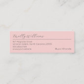 Blush Roze Zwarte Script Foto Make-up Mini Zakelij Visitekaartje (Achterkant)