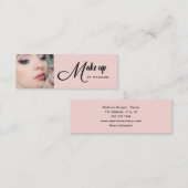 Blush Roze Zwarte Script Foto Make-up Mini Zakelij Visitekaartje (Voorkant / Achterkant)