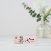 Blush Roze Zwarte Script Foto Make-up Mini Zakelij Visitekaartje (Staand voorkant)
