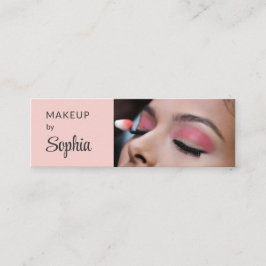Blush Roze Zwarte Script Foto Make-up Mini Zakelij Visitekaartje