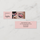 Blush Roze Zwarte Script Foto Make-up Mini Zakelij Visitekaartje (Voorkant / Achterkant)