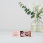 Blush Roze Zwarte Script Foto Make-up Mini Zakelij Visitekaartje (Staand voorkant)
