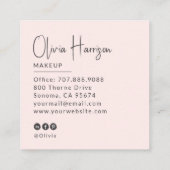 Blush Roze Zwarte Script Foto Make-up Vierkante Visitekaartje (Achterkant)