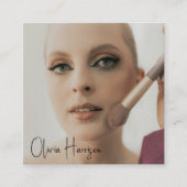 Blush Roze Zwarte Script Foto Make-up Vierkante Visitekaartje (Voorkant)