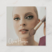 Blush Roze Zwarte Script Foto Make-up Vierkante Visitekaartje (Voorkant)