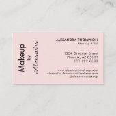 Blush Roze Zwarte Script Foto Make-up  Visitekaartje (Achterkant)