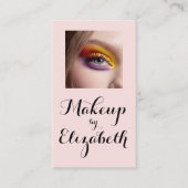 Blush Roze Zwarte Script Foto Make-up Visitekaartje (Voorkant)