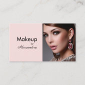 Blush Roze Zwarte Script Foto Make-up Visitekaartje (Voorkant)