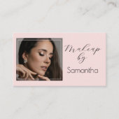 Blush Roze Zwarte Script Foto Make-up Visitekaartje (Voorkant)