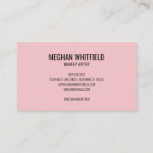 Blush Roze Zwarte Script Foto Make-up Visitekaartje (Achterkant)