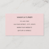 Blush Roze Zwarte Script Foto Make-up Visitekaartje (Achterkant)