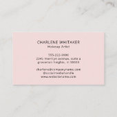 Blush Roze Zwarte Script Foto Make-up Visitekaartje (Achterkant)