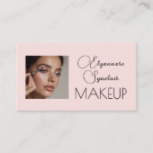 Blush Roze Zwarte Script Foto Make-up Visitekaartje (Voorkant)