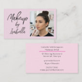 Blush Roze Zwarte Script Foto Make-up  Visitekaartje (Voorkant / Achterkant)