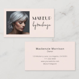 Blush Roze Zwarte Script Foto Make-up Visitekaartje