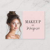 Blush Roze Zwarte Script Foto Make-up Visitekaartje (Voorkant)
