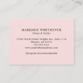 Blush Roze Zwarte Script Foto Make-up Visitekaartje (Achterkant)