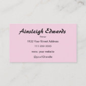 Blush Roze Zwarte Script Foto Make-up Visitekaartje (Achterkant)