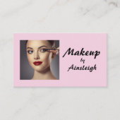 Blush Roze Zwarte Script Foto Make-up Visitekaartje (Voorkant)