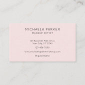Blush Roze Zwarte Script Foto Make-up Visitekaartje (Achterkant)