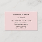 Blush Roze Zwarte Script Foto Make-up Visitekaartje (Achterkant)
