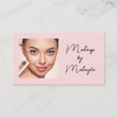 Blush Roze Zwarte Script Foto Make-up Visitekaartje (Voorkant)