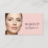 Blush Roze Zwarte Script Foto Make-up Visitekaartje (Voorkant)