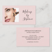 Blush Roze Zwarte Script Foto Make-up Visitekaartje (Voorkant / Achterkant)